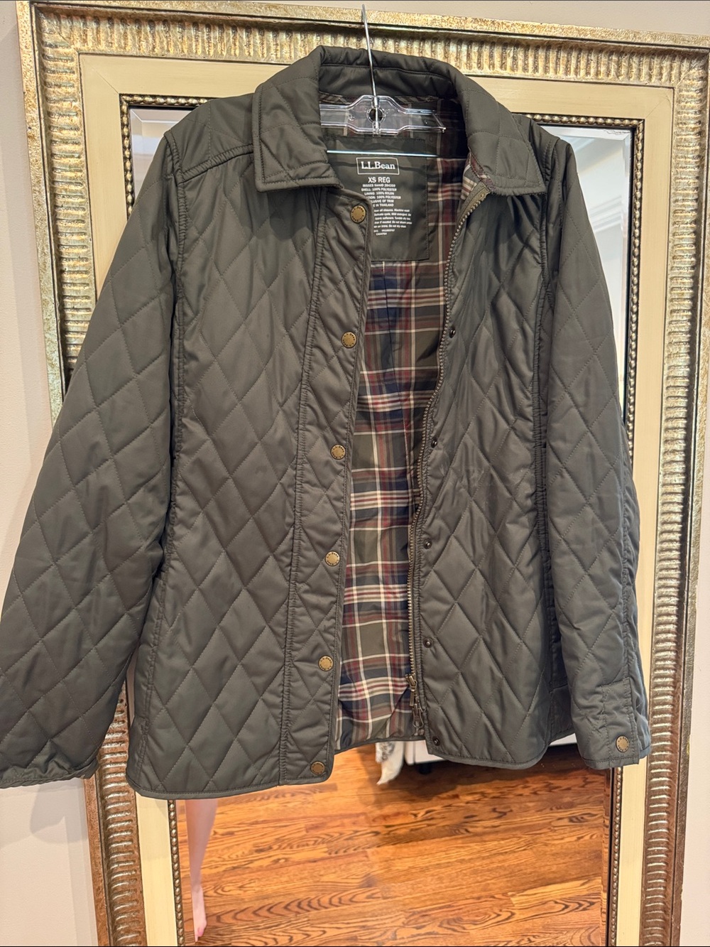L.L. Bean Quilted Pea Coat in Olive